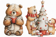 Watercolor Bear Christmas Clipart, an Illustration by cherrydesign (Thumbnail 2 of 3)