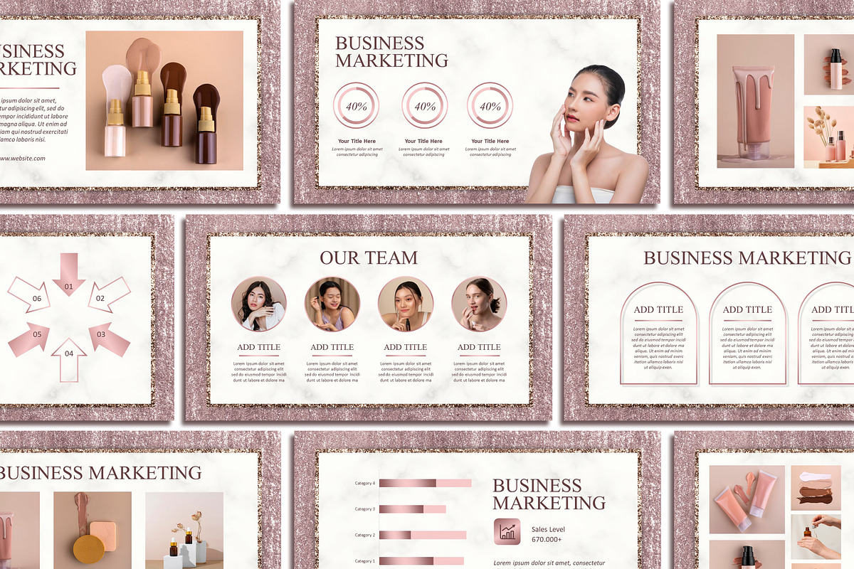 Beauty Rose Gold Powerpoint Template, a Presentation Template by SKY CREATION (Photo 5 of 6)