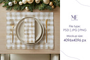 Christmas Placemat & Napkin Mockup, a Merchandise Mockup by Mie Mockup Studio (Thumbnail 4 of 6)