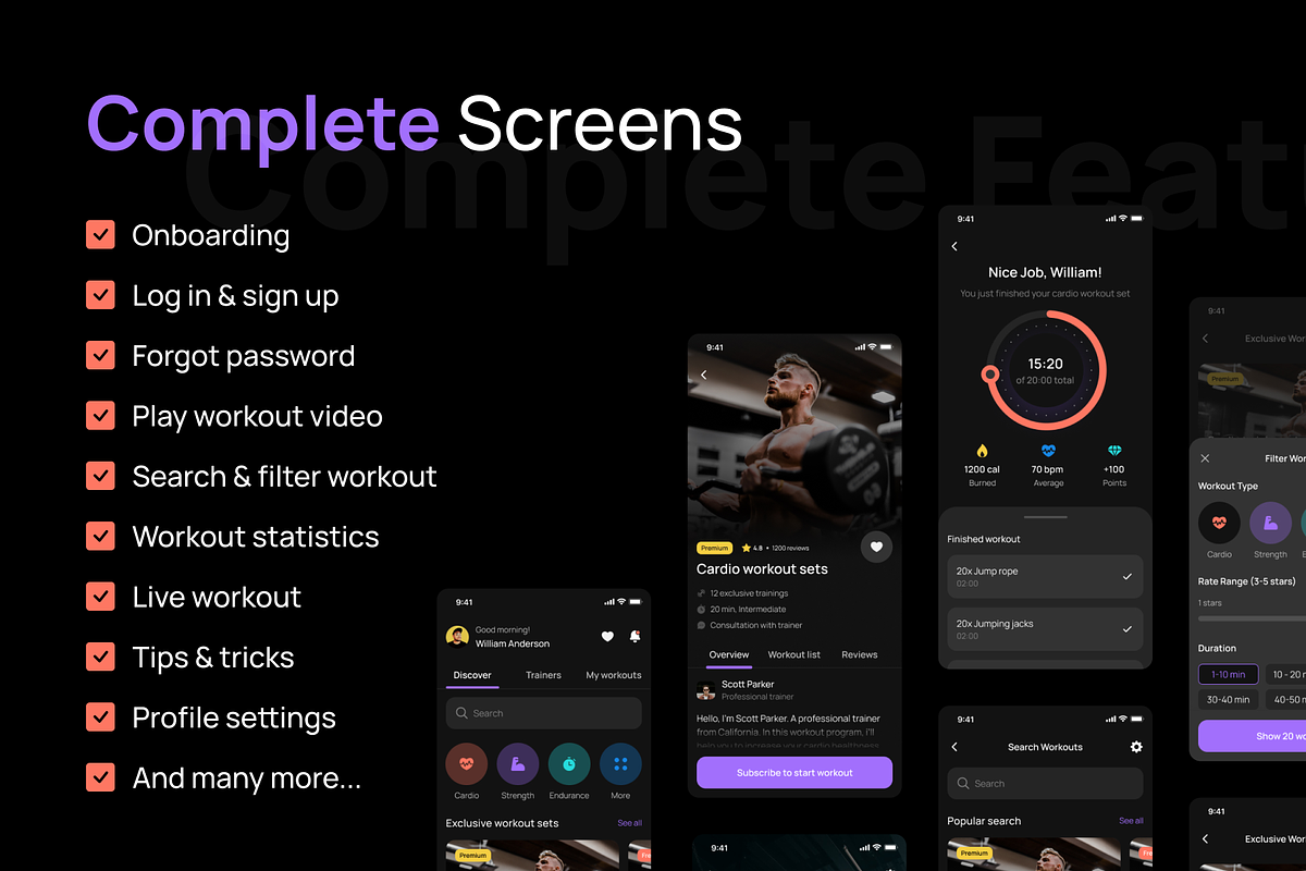 Fitly - Fitness Mobile App UI Kit, an UI Kit Template by dhuhacreative (Photo 5 of 8)