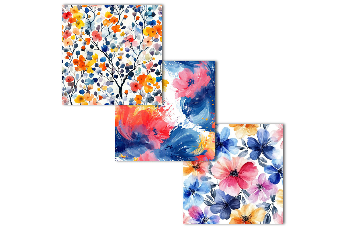 Painted Abstract Floral Pattern Set, an Illustration by SinaCreation (Photo 4 of 5)