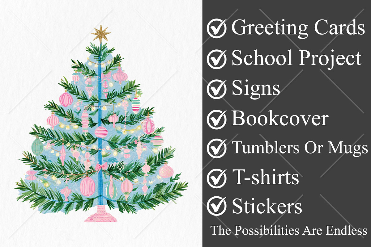 Watercolor Christmas Clipart Bundle, a Seasonal Illustration by Canvas Craft (Photo 3 of 10)