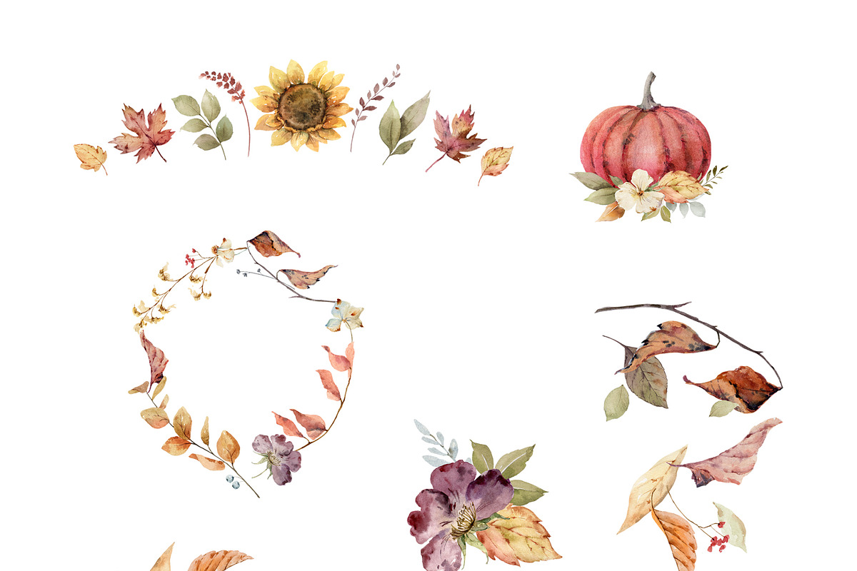 Autumn Time 2. Watercolor collection, a Decorative Illustration by Elena Medvedeva (Photo 4 of 14)