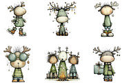 Whimsical Christmas Reindeer Clipart, an Illustration by CraftArtStudio (Thumbnail 3 of 6)