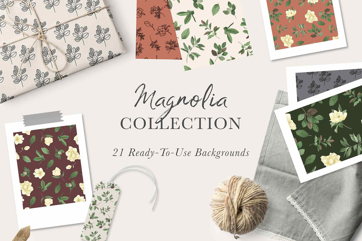 MAGNOLIA - Watercolor & Line Art, a Texture Illustration by Momo Studio (Photo 12 of 14)