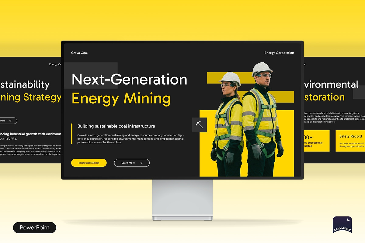 Grava Coal Mining Pitch Deck, a Presentation Template by Claymoon Lab (Photo 1 of 7)