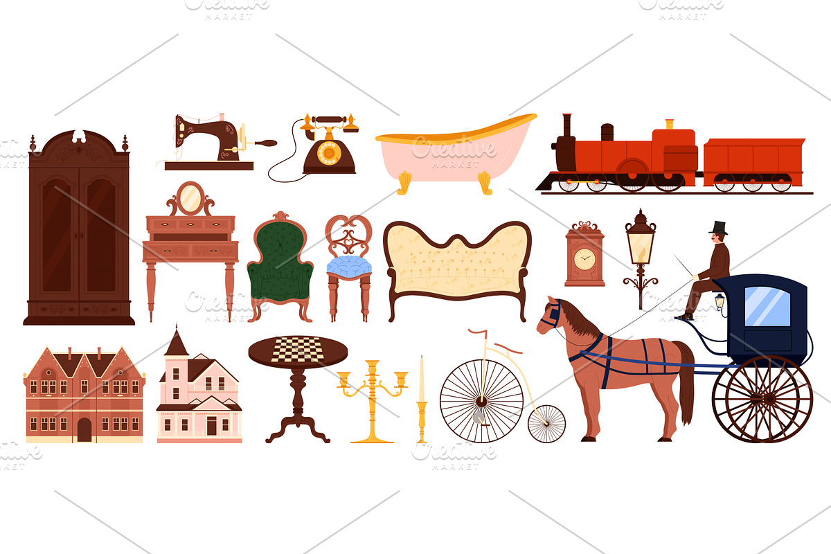 Victorian era, history buildings and, an Object Illustration by Flashvector