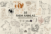Farm Animals Line Art + Procreate, an Animal Illustration by Skliarova (Thumbnail 1 of 3)