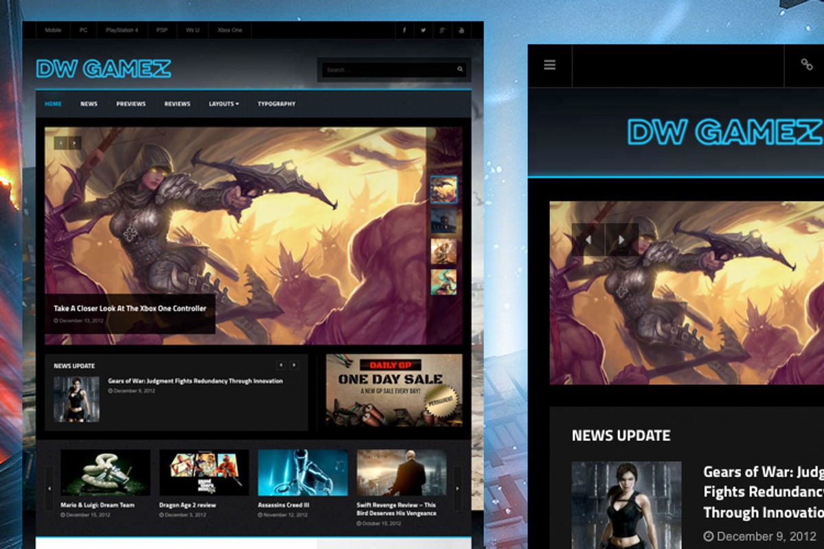 DW Gamez - Game Magazine WP Themes, a WordPress Template by DesignWall (Photo 2 of 5)