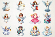 Sweet Angel Christmas Watercolor Png, an Illustration by RobertsArt (Thumbnail 5 of 5)