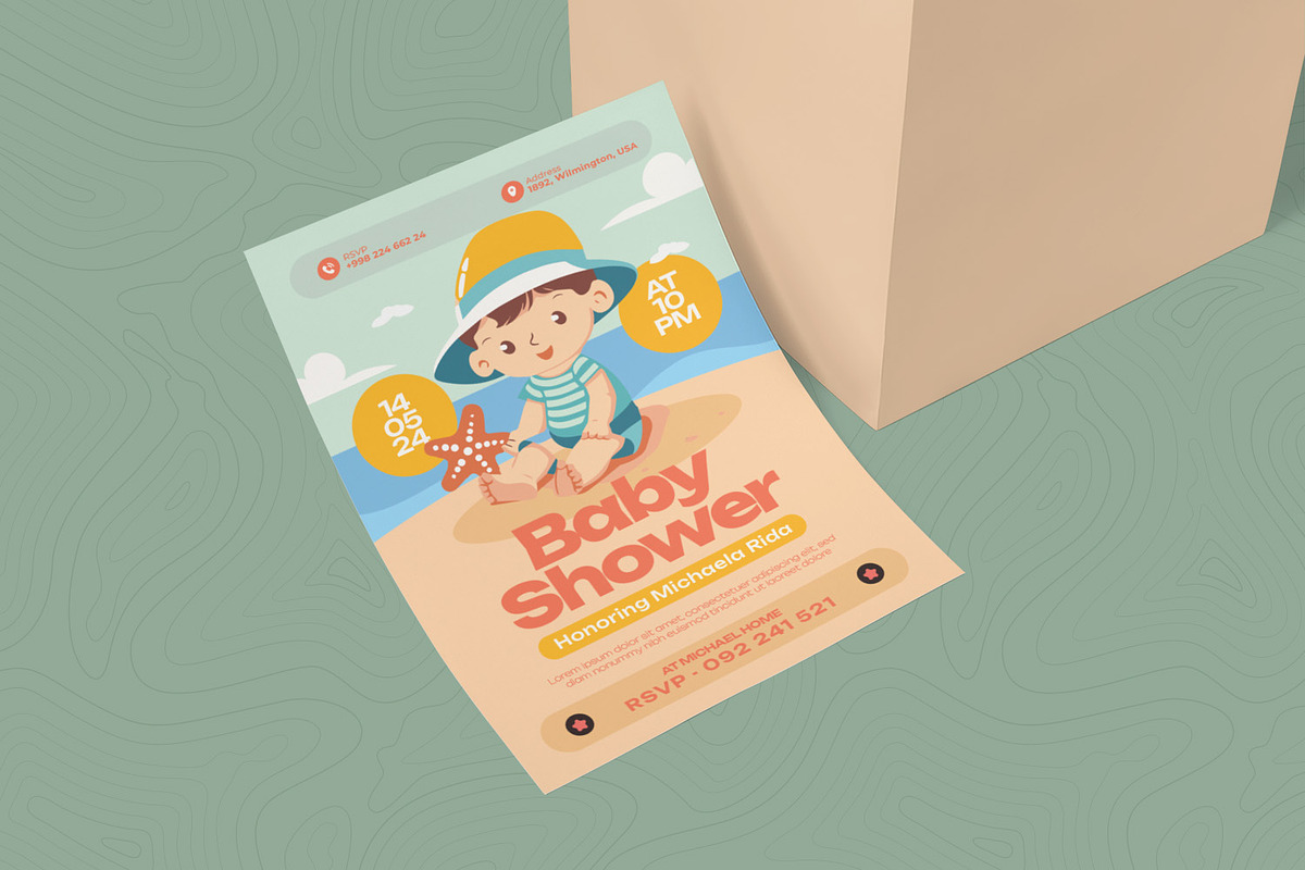 Beach Boy Baby Shower Invitation, an Invitation Template by Esensifiksi.studio (Photo 2 of 2)