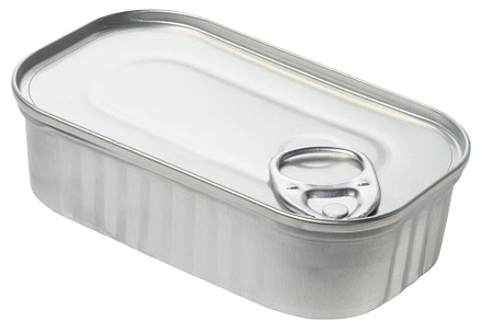 Oval tin lid from a can of food on an isolated background, a Food & Drink Photo by ndanko