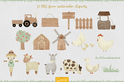 Farm Life Watercolor Clipart, an Animal Illustration by creationsbyapuruh (Thumbnail 2 of 7)