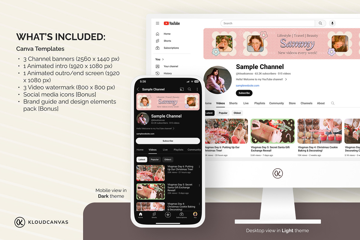 YouTube Branding Kit - Channel Art, a Social Media Template by KloudCanvas (Photo 2 of 7)