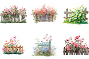 Watercolor Floral Fence Clipart, an Illustration by Designking (Thumbnail 5 of 5)