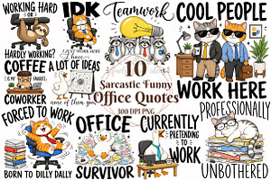 Sarcastic Funny Office Quotes Bundle, a Seasonal Illustration by OK Design