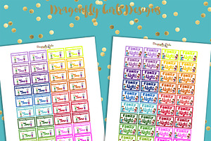 Rainbow Family Printable Stickers