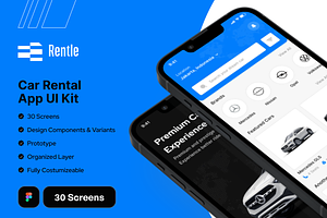 Rentle - Car Rental App UI Kit, an UI Kit Template by restiyathena