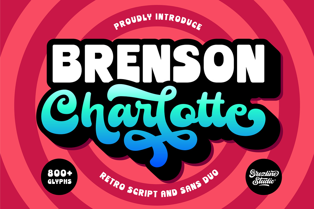 Brenson Charlotte - Retro Font Duo, a Script Font by Grezline Studio (Photo 1 of 14)