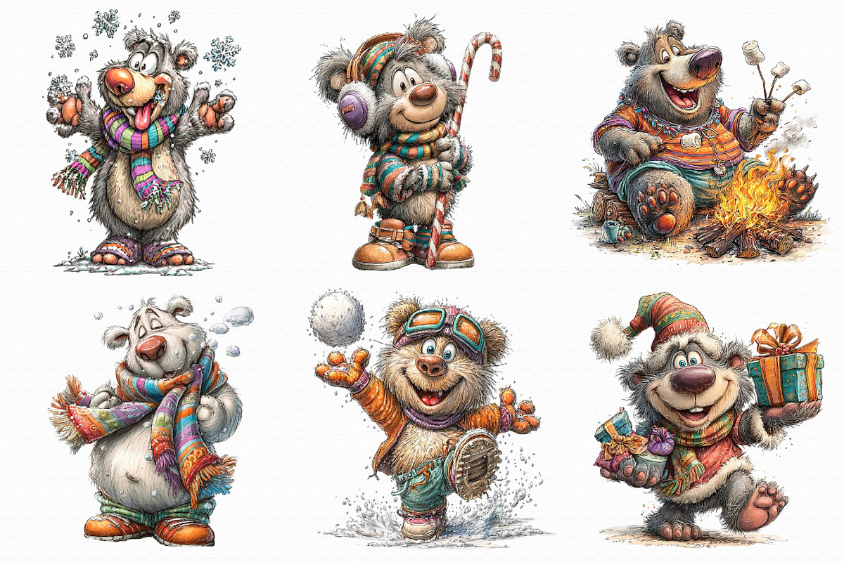 Funny Winter Bear Clipart, an Illustration by Libby Wishes (Photo 5 of 7)