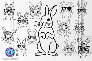 Easter Bunny Cute Bunny Svg Png Bund, an Object Graphic by FiveStarCrafting