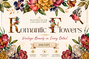 Watercolor Vintage Romantic Flowers, an Object Graphic by Kate Creative Studio (Thumbnail 1 of 10)