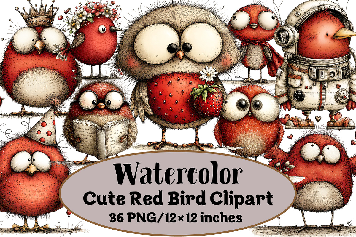 Cute Red Bird Clipart, an Illustration by Design Market (Photo 1 of 3)