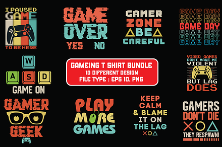 Gaming T shirt Bundle, an Illustration by Design House