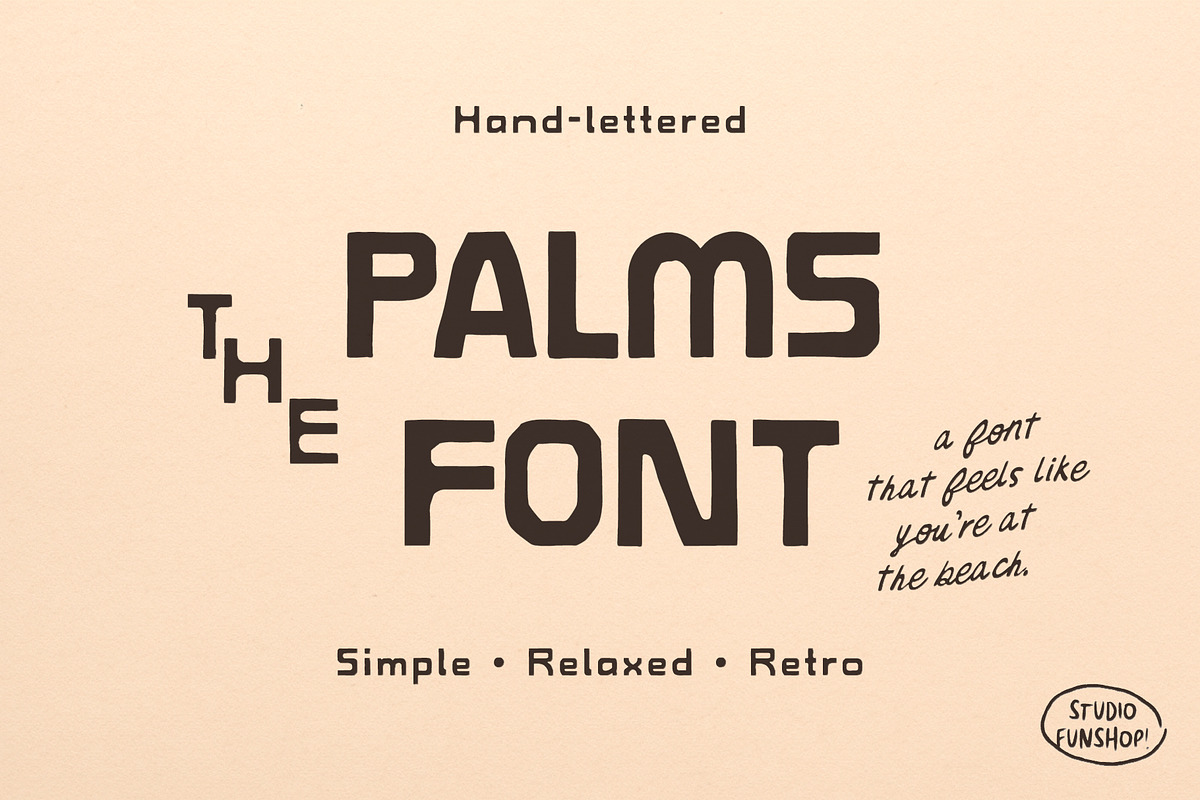 Palms - Handmade Retro Sans Serif, a Font by Studio Funshop by Kelli (Photo 1 of 10)