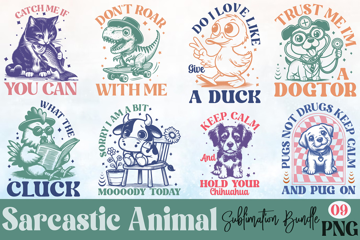 Sarcastic Animal Sublimation Bundle, an Animal Illustration by Rose Art