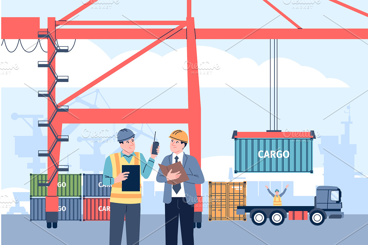 Cargo terminal workers. Unload, an Illustration by LadadikArt