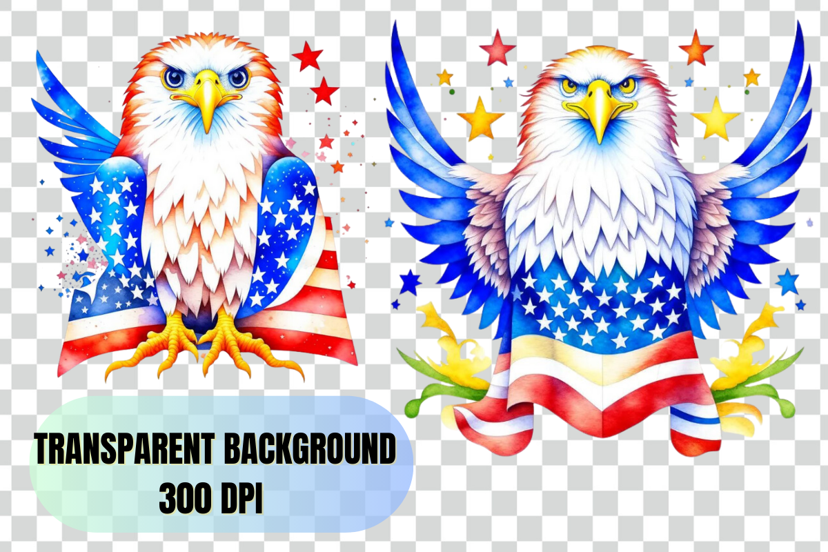 4th of July Watercolor Clipart, a Seasonal Illustration by Stickera Hub (Photo 2 of 4)