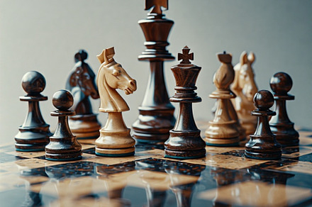 chess battle on chessboard, a Photo by ComfortQ