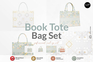 Book Tote Bag Set Mock-ups