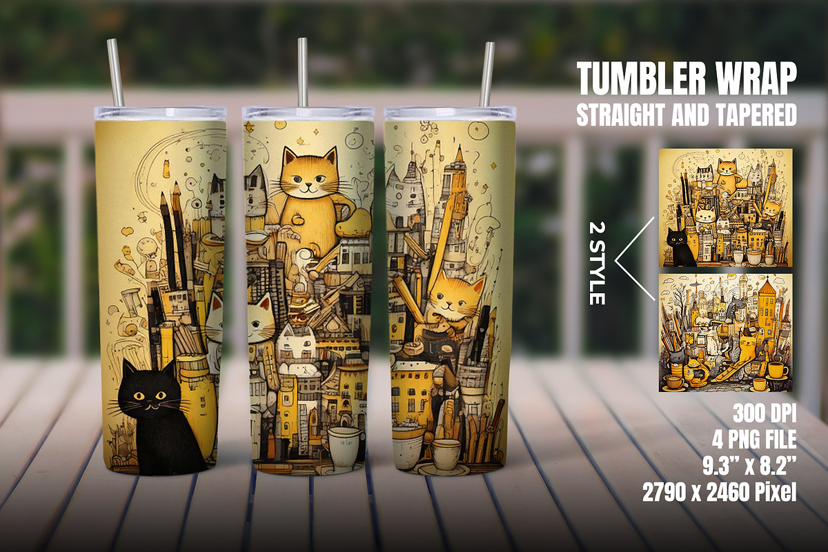 Doodle Cat 20oz Skinny Tumbler Wrap, an Object Graphic by Mockmenot (Photo 2 of 3)