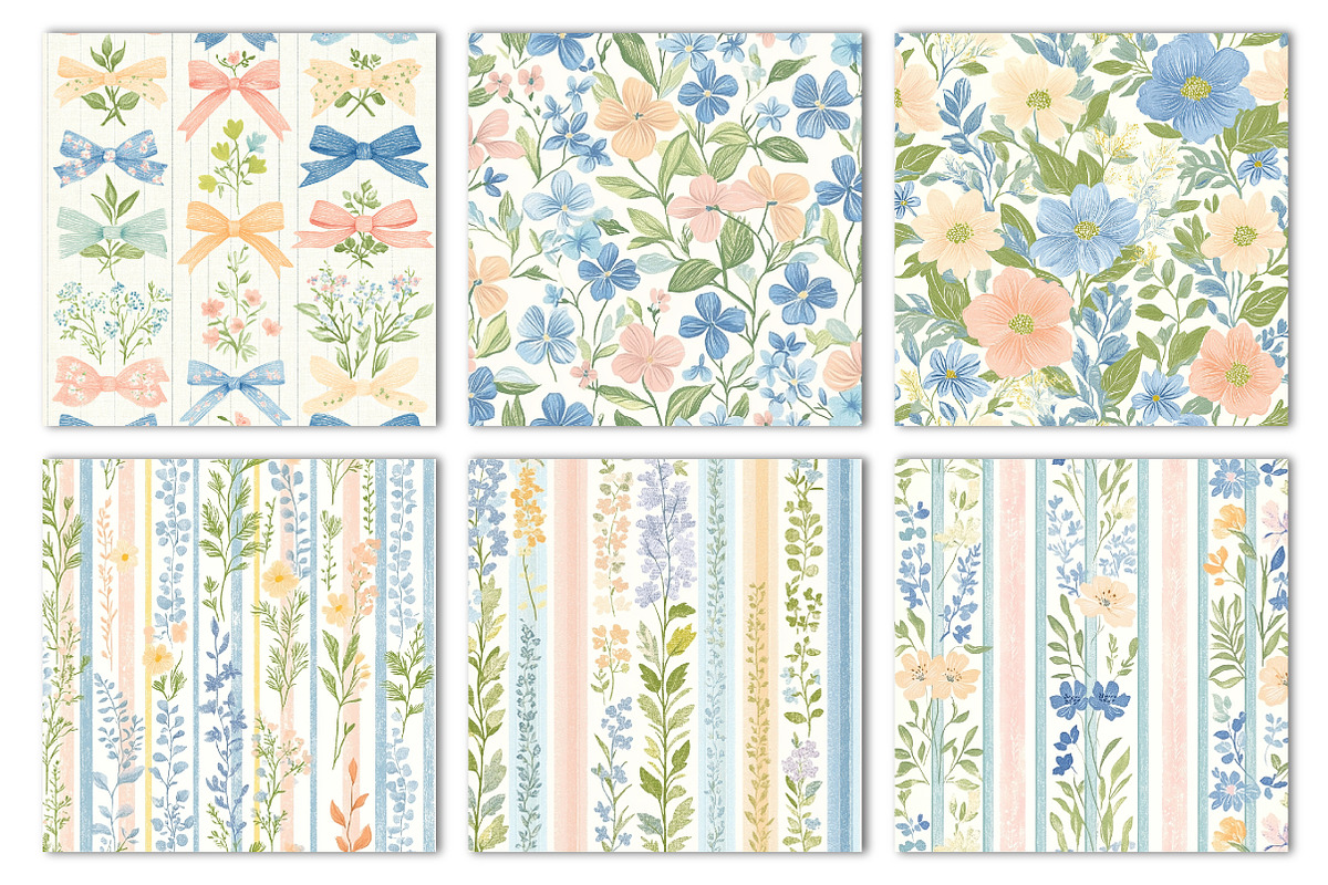 Spring Floral Seamless Patterns, an Illustration by Dream Creation (Photo 4 of 5)