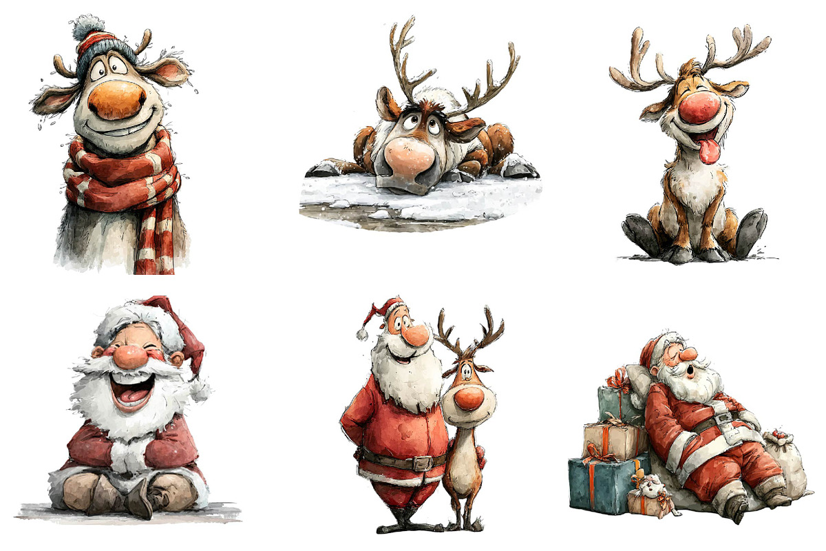 Funny Christmas Reindeer, an Illustration by CreationArt (Photo 2 of 5)
