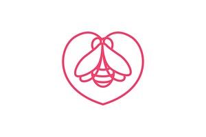 honey bee lovers line logo design, a Branding & Logo Template by devastd