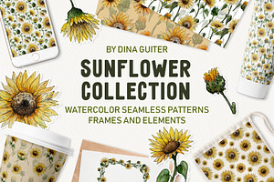 Sunflower watercolor clipart