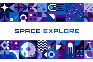 Modern galaxy space banner, an Object Illustration by Vector Tradition