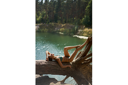Sensual Summer Bikini Woman Lounging