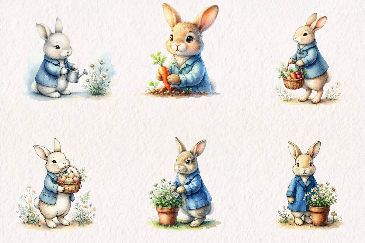 Peter Rabbit clipart, watercolor, a Seasonal Illustration by CreationArt (Photo 4 of 7)