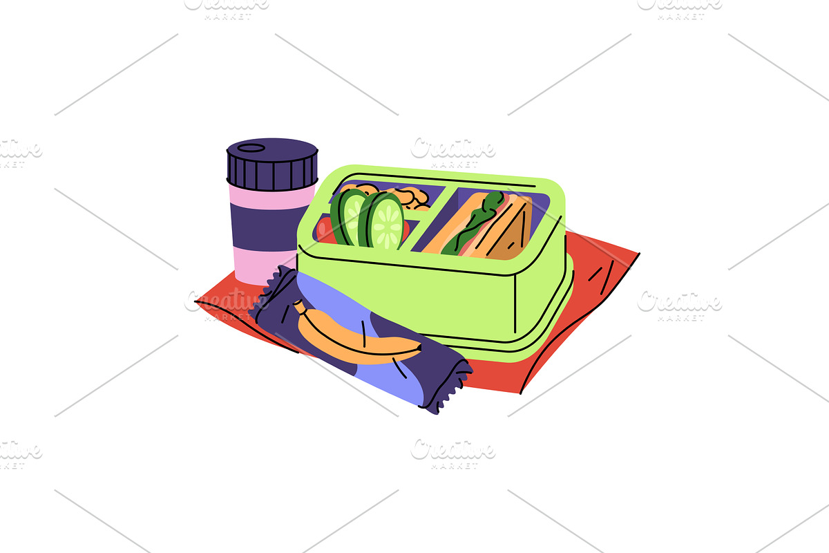 Lunchbox with organic food, meal, a Food Illustration by Elegant Solution