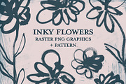Hand Painted Inked Flowers - Raster, a Texture Illustration by thebrine_creative (Thumbnail 1 of 7)