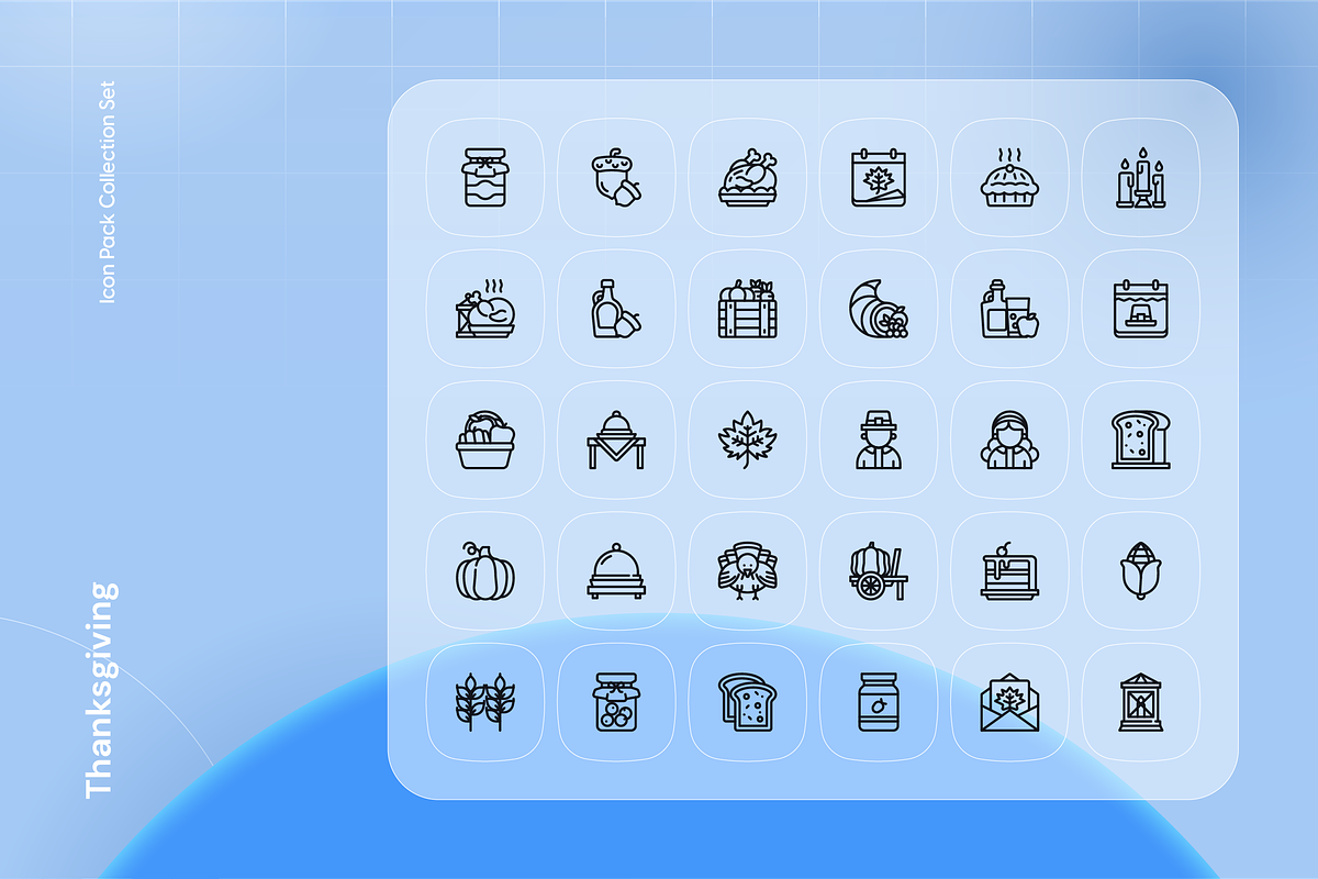 Thanksgiving Icon Set, an Outline Icon by Nathaya Studio (Photo 2 of 2)
