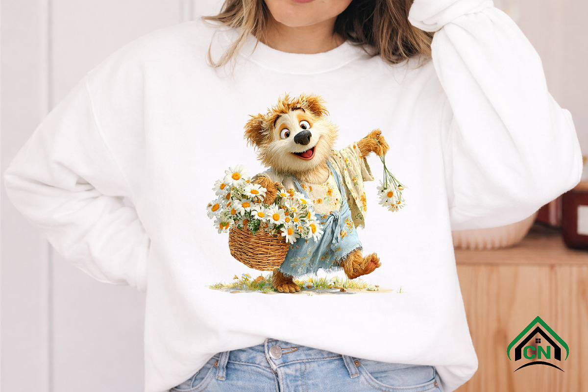 Whimsical Daisy Teddy Bear Clipart, a Seasonal Illustration by Craft Nest (Photo 7 of 12)