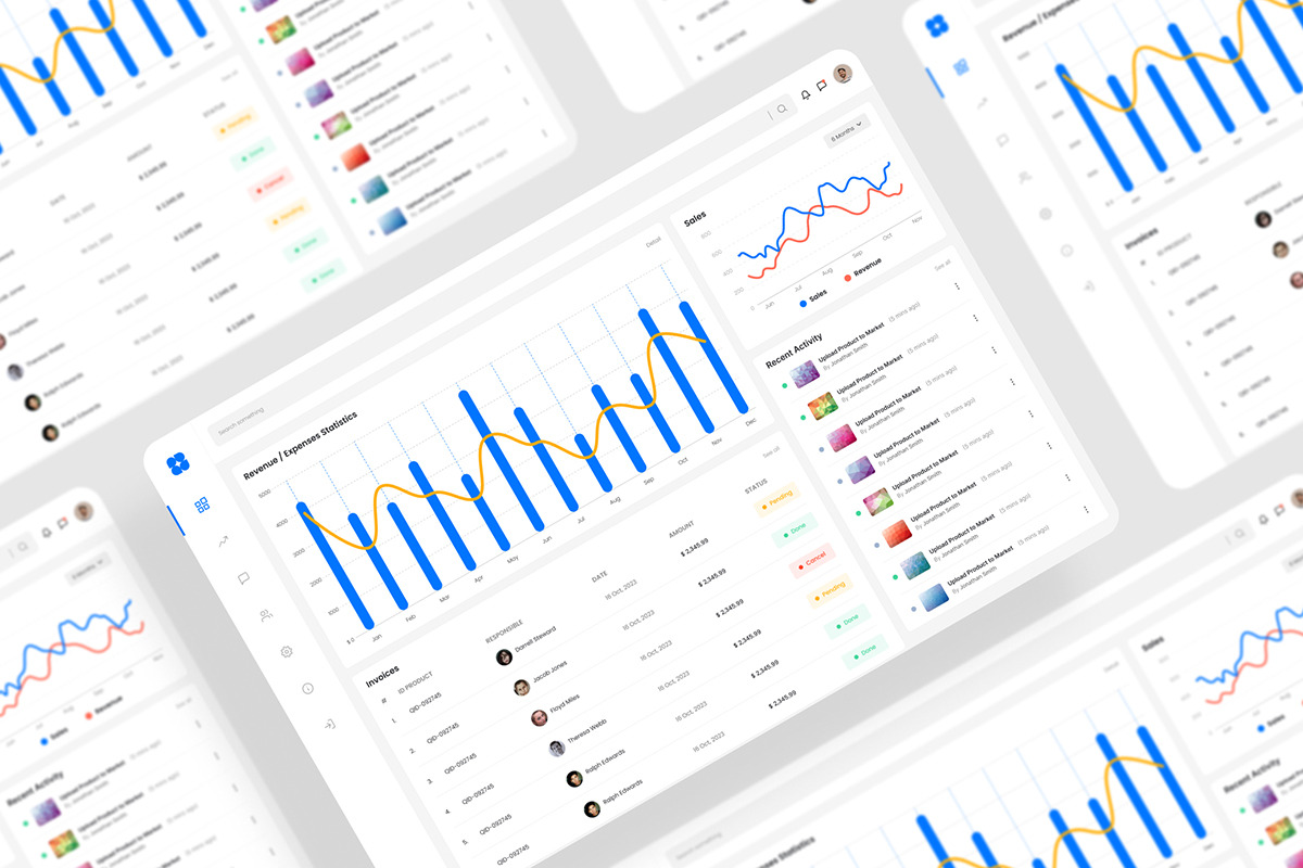 Management Dashboard UI Kit, an UI Kit Template by iDoodle Studio