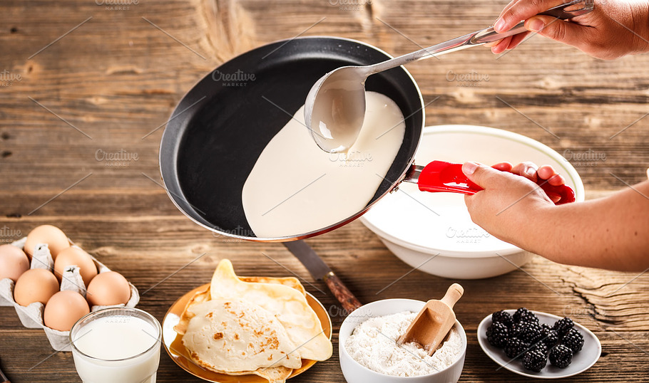 Making Fresh Crepes Stock Photo Containing Crepe And Making