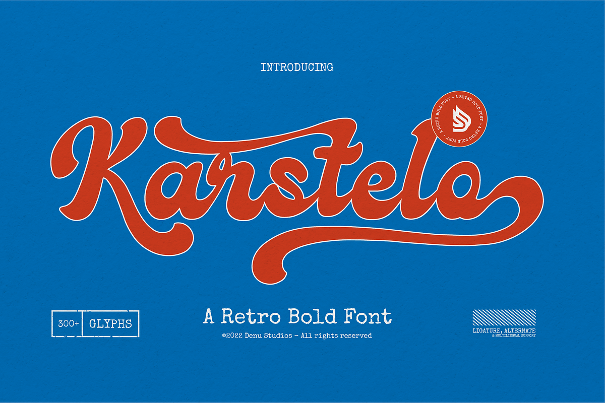 Karstelo | Retro Bold Font, a Script Font by Denustudios (Photo 1 of 12)