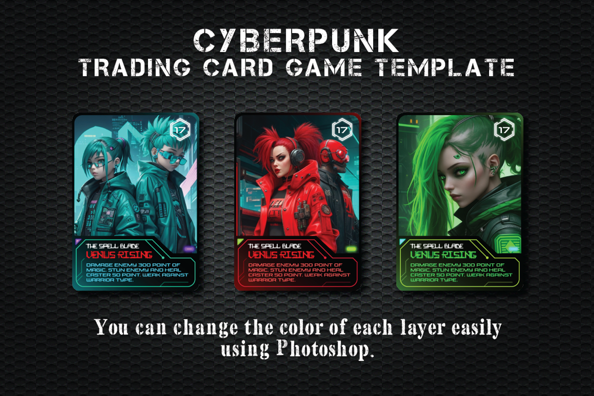 Cyberpunk Trading Card Game Template, a Decorative Illustration by Heavtryq Design (Photo 4 of 4)